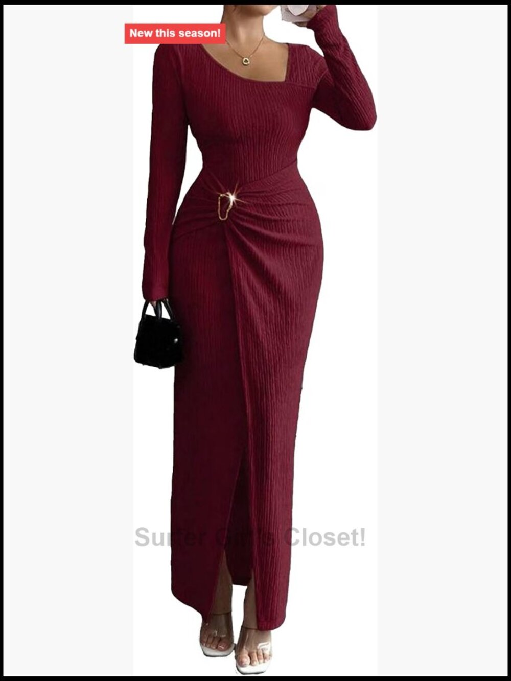 Long Sleeve Bodycon Maxi Dress Formal Wedding Guest Cocktail